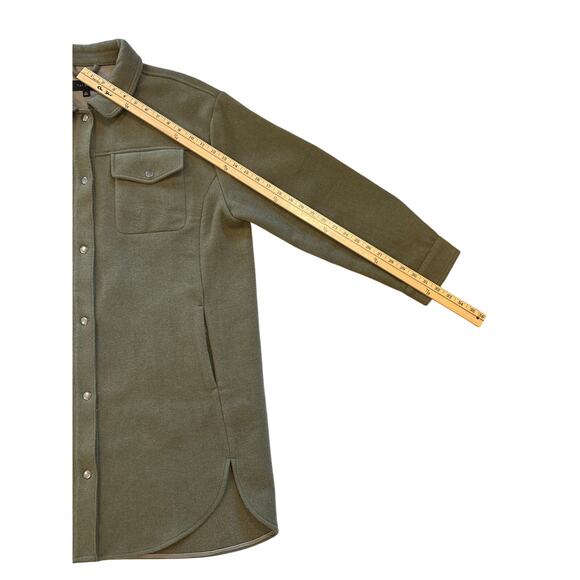 Talbots Shirt Coat Womens XL Green Wool Blend Long Heavyweight Pockets Outdoor - Picture 10 of 10